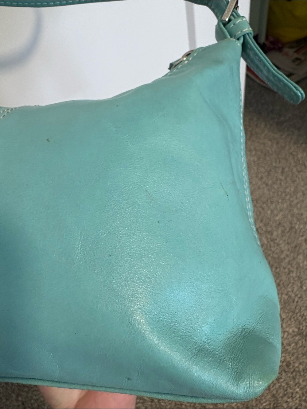 Y2K Danier Turquoise Leather Shoulder Bag - Picture 9 of 16
